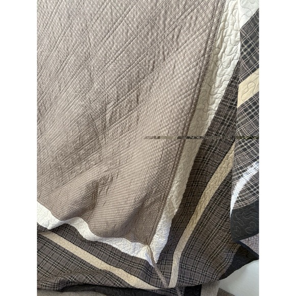 New Brown Lightweight Quilt large 120x120 King bedding mitered Border + 2 shams - Picture 9 of 11